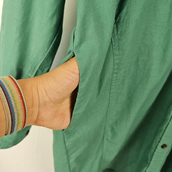 NEW Universal Thread Long Sleeve Mini Shirt Dress‎ L Light Green Button DownNWT - Picture 6 of 11